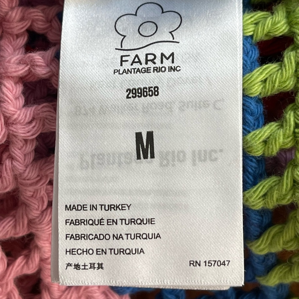 ♦️SOLD♦️Anthropologie Farm Rio Rainbow Crochet Cardigan Sweater Medium NWT - Picture 14 of 15